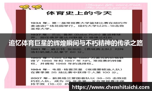 追忆体育巨星的辉煌瞬间与不朽精神的传承之路